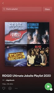 We asked you for your best jobsite jams, and you delivered some strong songs! Check out our Ultimate Jobsite Playlist -- listen to it on your jobsite by clicking here: https://spoti.fi/2P1yWjY What's your favorite of the bunch? | RIDGID Tools