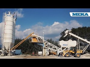 Mobile Concrete Batching Plant with mobile pre-feeding system in operation - Meka