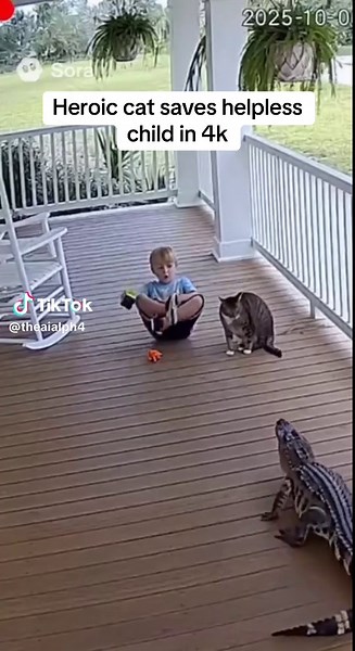 Heroic Cat Saves Helpless Child in 4K