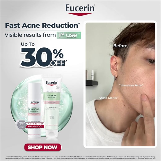 Here’s how I improve my acne and acne marks with Eucerin Pro Acne Solutions in 7️⃣ days🧖🏻 Eucerin ProACNE Solutions 3 x Gel to Foam Cleanser with 2% Salicylic Acid visibly reduces blemish, and post-acne marks. The formula offers deep cleansing experience without over drying the skin. Visible results in 7 days ✨ Eucerin ProACNE Soltuions Triple Effect Serum containing Thiamidol and Salicylic Acid to effectively reduce acne, acne marks and brighten skin tone in 2 weeks. @eucerin_my #MyEucerin #T