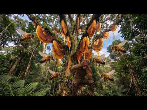 Harvesting 300KG Wild Honey from the Highest Ancient Tree — Man Critically Attacked by Bees