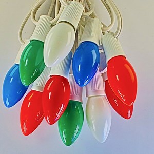 C9 Multicolor Opaque Glass Bulbs E17 Bases (25 Pack)