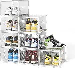 Shoe Storage Boxes Shoe Organizer for Closet, Drop Front, Fit up to US Size 12