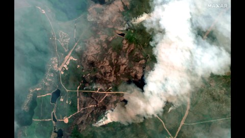 SATELLITE: Wildfires burn across vast areas of Canada's Manitoba and Saskatchewan