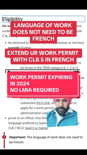 French CLB 5 Work Permit Extension Guidelines