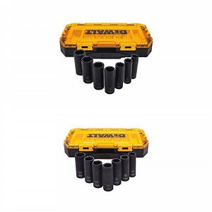 DEWALT 1/2 in. Drive SAE Deep Impact Socket Set (7-Piece) and 1/2 in. Drive Metric Impact Socket Set (7-Piece) Combo - The Home Depot