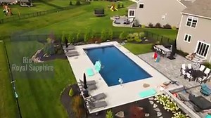 #flyoverfriday Our Rio w/ Royal Sapphire liner transports you to the crystal blue waters of the world's largest carnival seaside city. Enjoy the regal hues of the deep ocean highlighted by a rich, understated blue that will evoke images of oceanic jewels 🏖 #glipooolproducts | GLI Pool Products