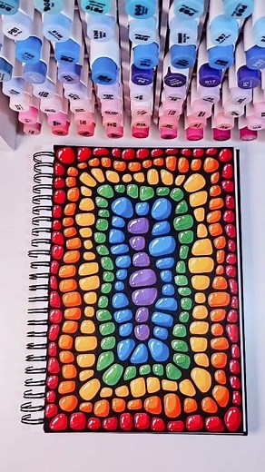 Rainbow colored sketchbook drawing! #markers #drawingideas #artinspo | pinoxart
