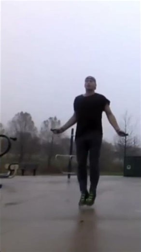 Weighted jump rope in the brisk cool mist
