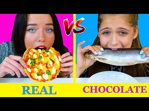 REAL FOOD VS CHOCOLATE FOOD CHALLENGE | EATING SOUNDS LILIBU