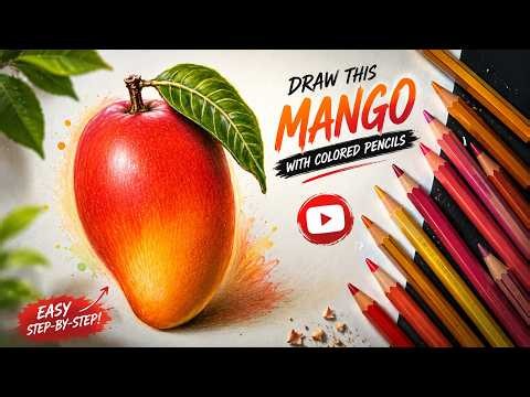 FREE 60-Day Drawing Course 🎨 - Day 47 | How To Draw A Realistic Mango | Color Pencil Tutorial
