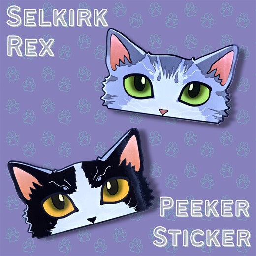 Cat-window-peeker Selkirk Rex Cat Peeking Sticker |cat Face| 4.65"x2.84" - Etsy