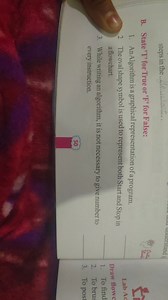 steps in the B. State 'T' for True or ' F′ for False:An Algor... | Filo