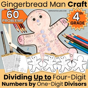 4th Grade Gingerbread Man Math Craft Division Practice Christmas Worksheets XMas