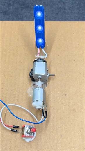 12V LED with Dcmotor working #dcmotor #motor #diy