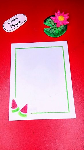 Aesthetic Watermelon Border Design for School Front Page | Color Pencil Art