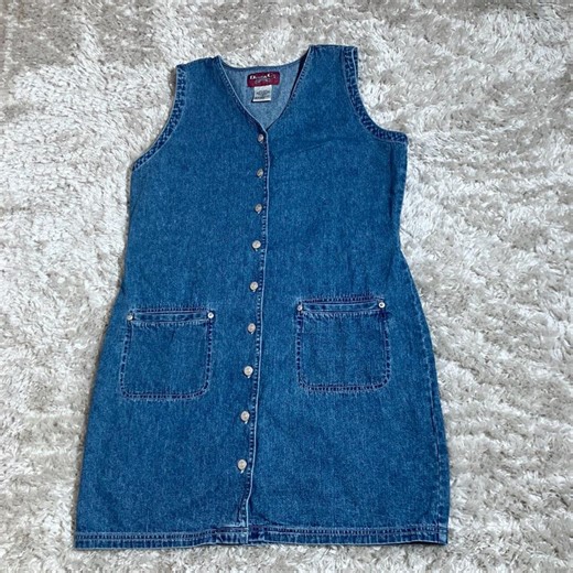 Vintage 90s Y2k Denim Dress Cottage Core 1990s Cotton Jean Jumper |S-M| Denim & Co. - Etsy