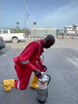 Demonstration on how to Extinguish Fire using F-500 EA Fire Extinguisher by Gas Plant Firemen - 1