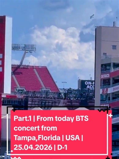 Part.1 | From today BTS concert from Tampa,Florida | USA | 25.04.2026 | D-1 Soundtrack @BTS @hobipower @mnijungkook @Kimtaehyung Excerpt from Tampa, Florida USA...🥰🏟🇺🇸🫶🏼💜, Part.2 & Part.3 will then come to me later online because of the time difference, since America, Tampa, Florida are 6 hours behind...! Thanks to the Army's from the USA (Tampa, Florida) for the wonderful and beautiful pictures and videos from the BTS WORLDTOURE ARIRANG 2026 TOUR from Tampa, Florida USA 🥰🏟🇺🇸🫶🏼💜 #r