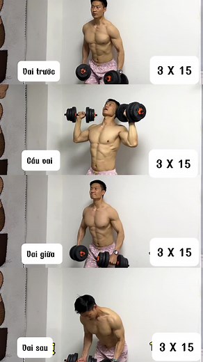 4 bài tập vai hoàn thiện với tạ đơn #gym #tapvai #hitfit