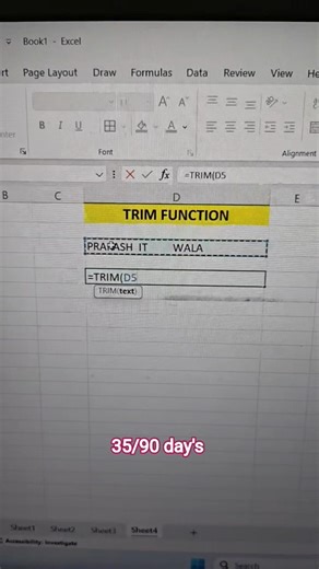 TRIM function in excel #excel #prakashitwala #msoffice