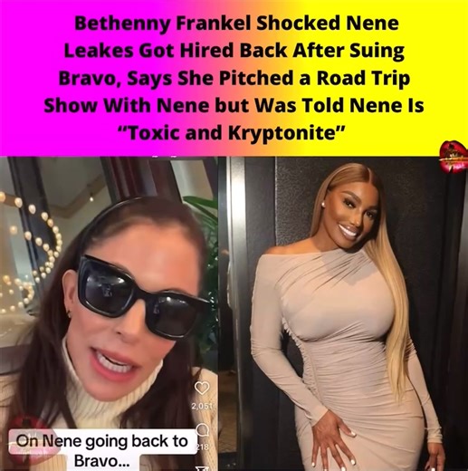 Bethenny Frankel Shocked Nene Leakes Got Hired Back After Suing Bravo, Says She Pitched a Road Trip Show With Nene but Was Told Nene Is “Toxic and Kryptonite” Chile, grab the popcorn 🍿 because Bethenny Frankel just went IN on Nene Leakes… on Instagram, of course. So apparently, Nene is making her grand return to Bravo, and Bethenny had some thoughts. Anyways.. welcome back NeNe‼️ Thoughts? #BethennyFrankel #Rhony #neneleakes #rhoa #andychoen #bravotv #housewives | The Gworls Are Fighting