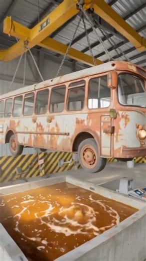 Rusty Bus to Bare Metal: The Ultimate Industrial Strip! 🚌✨