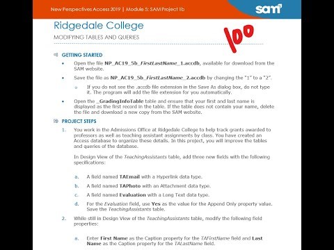 New Perspectives Access 2019 | Module 5: SAM Project 1b