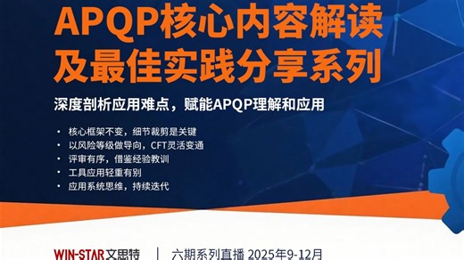 APQP核心内容解读及最佳实践分享系列【免费直播预告】