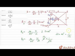 A square loop of edge \\'a\\' carries a current l. The magnetic field at the centre