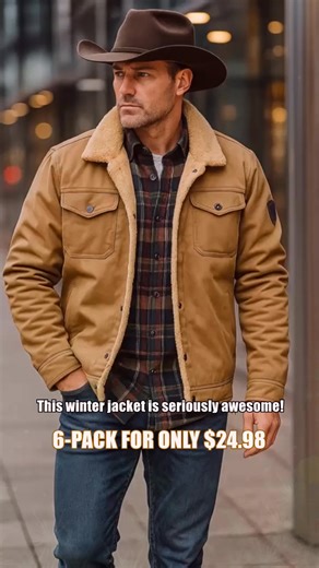 🔥 Stay warm this winter with this premium cotton cargo jacket. Windproof, heavyweight, with thick sherpa lining for ultimate coziness. | 𝓡𝓾𝓰𝓰𝓮𝓭 𝓞𝓾𝓽𝓭𝓸𝓸𝓻𝓼