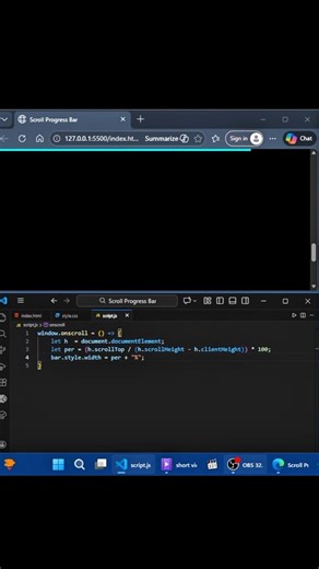 Scroll Progress Bar using HTML CSS and JavaScript. #animation #coding #webdesign #javascript#htmlcss