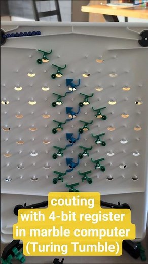 arithmetics: couting with 4-bit register in marble computer (Turing Tumble)
