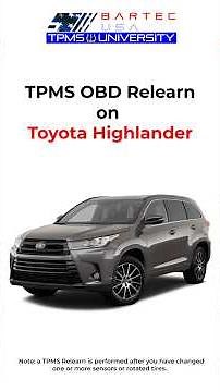 Toyota Highlander TPMS OBD Relearn