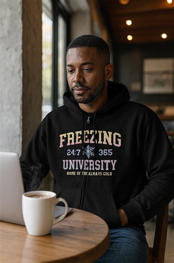 Freezing University Home of the Always Cold: Comfy Full Zip Hoodie - Etsy