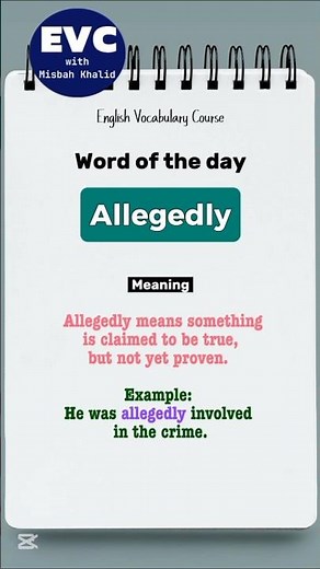 Allegedly Meaning in English| English Vocabulary Course #english #vocabulary