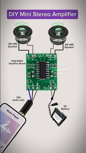 Stereo Amplifier withPAM8403 | Mini 3W DoubleSpeaker System #shorts#tech #speaker #music #diy