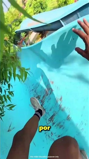 This kid jumped down the broken water slide 😱