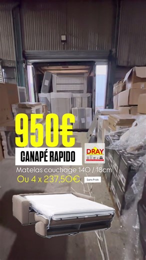 Canapé rapido convertible Couchage 140 cm / matelas 18cm Existe en 2 coloris : Gris & Beige Disponible en stock 950€ Payable en 4 x sans frais #canape #convertible #sofa #dray