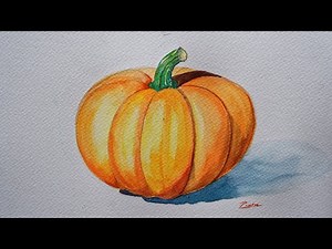 How to draw a pumpkin | Watercolor for beginners