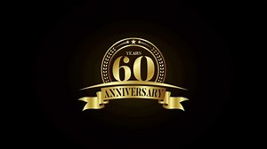 Download Anniversary logo design animation video footage. Golden birthday celebration for free