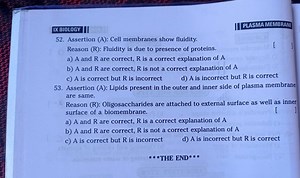 IX BIOLOGY 52. Assertion (A): Cell membranes show fluidity. Rea... | Filo