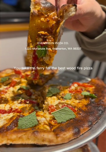 BEST. LAMB. PIZZA.📍Evergreen Pizza Co. in Bremerton, Wa No debate. Smoky. Savory. Precise. Mint cuts through the richness, clean, and deliberate. Balance done right. I’d take the ferry for this slice. Every time. 🔥🍕 #fyp #seattlefoodie #foodreview #seattle #pizza