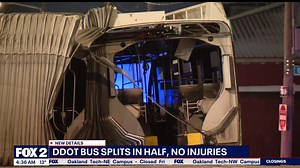 A D-DOT bus is split in HALF after a crash in Detroit: | Kellie Rowe FOX 2