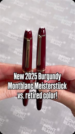 The new 2025 Burgundy Montblanc Meisterstuck pens are here! We have the 145 Classique fountain pen in fine and medium in stock, along with the rollerball and ballpoint, and—coming soon!—will have the 146 LeGrand and 149 size as well! The 2025 Burgundy color is very, very similar to the older retired Burgundy color, and both are gorgeous! I am so glad Montblanc brought this color back, and made it available in 149 size this time. I’d love to own the Burgundy color... how about you? #montblanc #mo