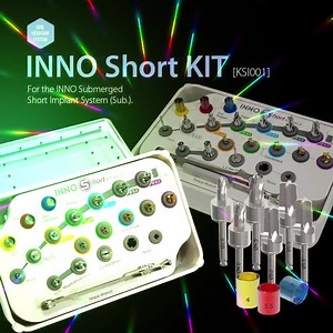 📌INNO Short Surgical Kit A dedicated surgical kit for the INNO Short Implant designed by Dr. SoohongKim, who developed Korea's 1st dental implant, is mainly used in the mandibular posterior region, where vertical bone augmentation is difficult and the mandibular nerve is too close to use regular length implants due to severe alveolar bone resorption. Placement level of the implants is very safely controllable from 4 to 7mm using its stoppers. In addition, the implants can be placed at the bone 