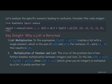 Understanding Why reduce Returns a List Instead of a Single Value in Python