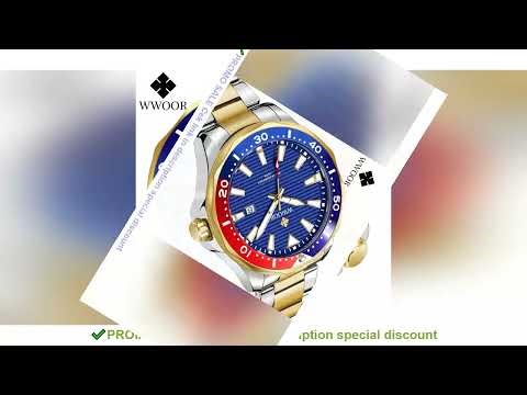 WWOOR 2024 New Luxury Military Gold Watch Mens Sports Diver Quartz 30ATM Waterproof Luminous Date Wr