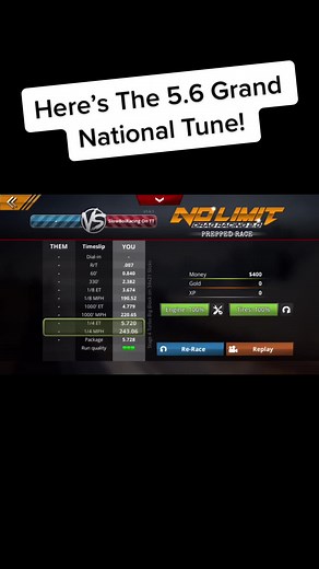 Tuning the 5.6 Grand National in No Limit Drag Racing 2