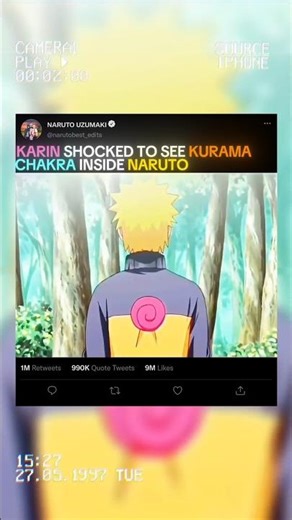 KARIN SHOCKED TO SEE KURAMA CHAKRA INSIDE NARUTO